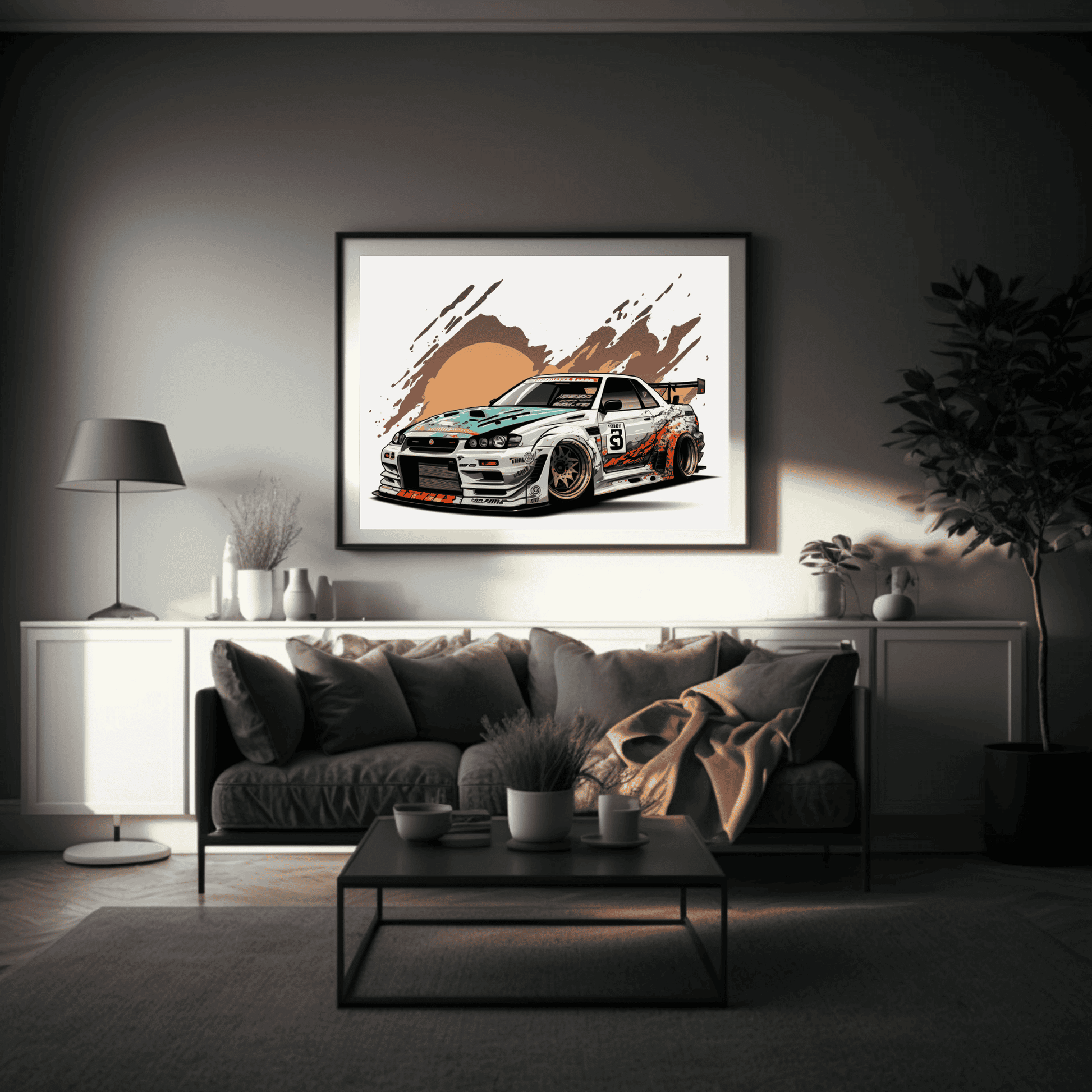 Autos | Cartoon style Nissan Skyline GTR R34 with a bodykit
